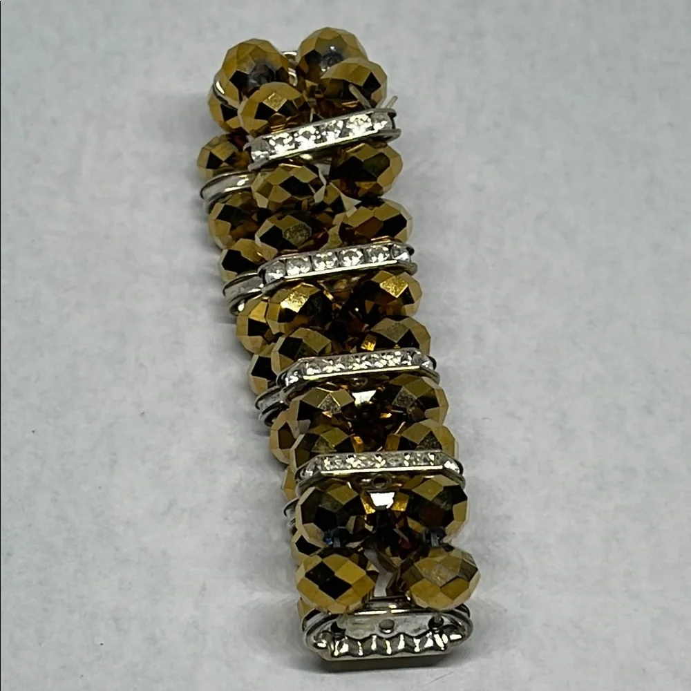 Elegant Gold and Silver  faced coated Beaded stretch Bracelet
